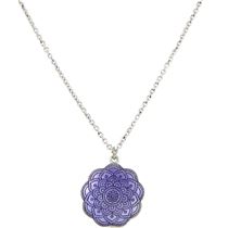 Etched Enamel Lotus Necklace